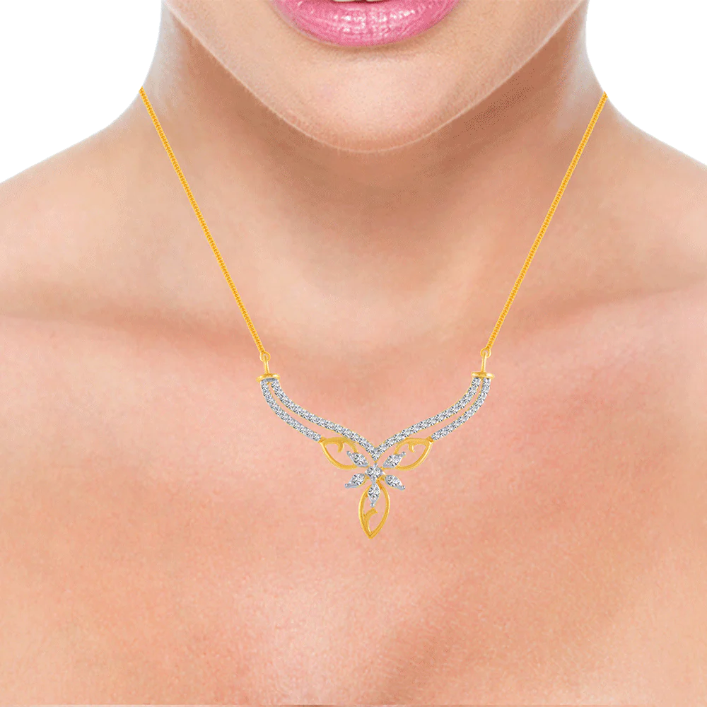 18KT (750) Yellow Gold And Solitaire Pendant For Women - Image 2