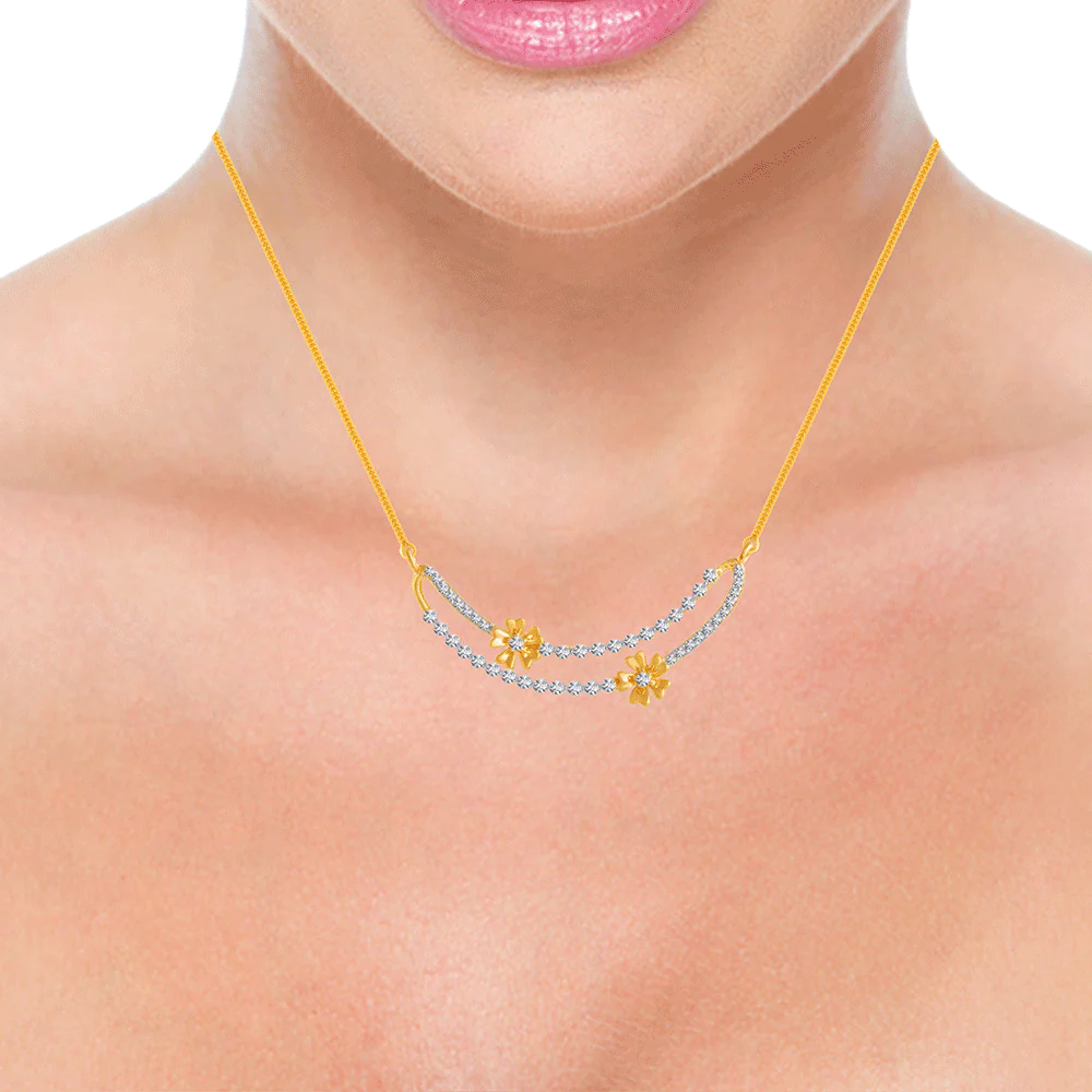 18KT (750) Yellow Gold And Solitaire Pendant For Women - Image 2