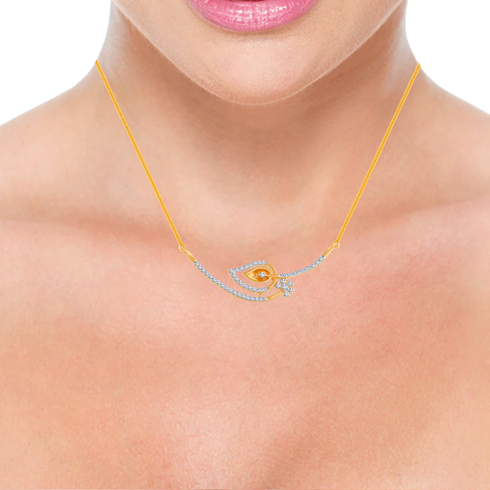 18KT (750) Yellow Gold And Solitaire Pendant For Women - Image 2