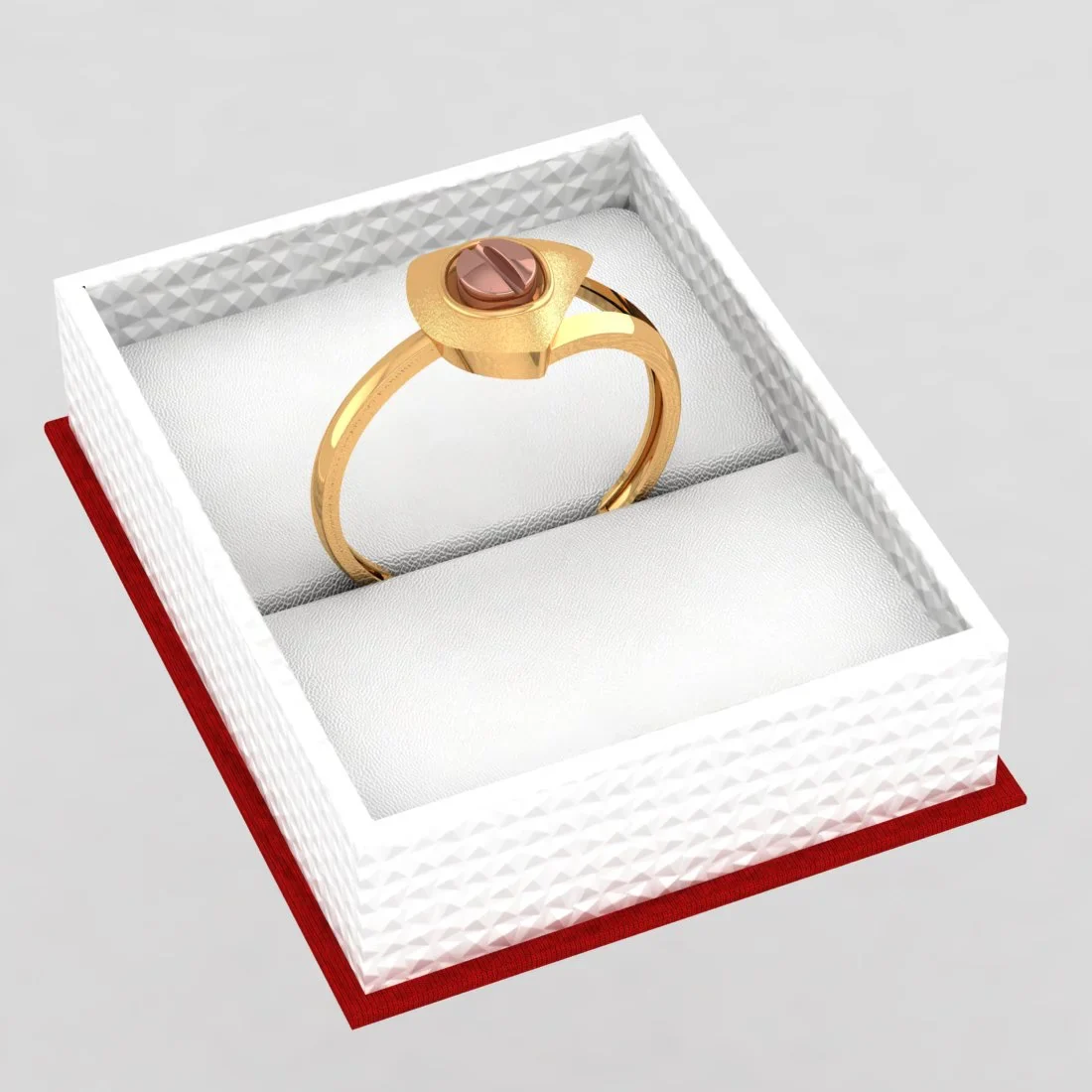 18KT (750) Yellow Gold Angular Frame Ring With Circular Element For Women & Girls (Size 12) - Image 6