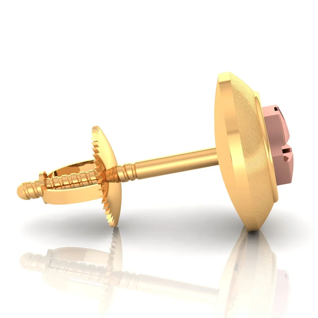 18KT (750) Yellow Gold Hexagonal With Cross Design Stud Earring For Men - Image 3