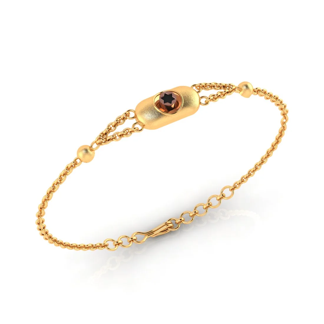 18KT (750) Yellow Gold Oval Bracelet With Star-shaped Design (Free Size - Adjustable) - Image 2