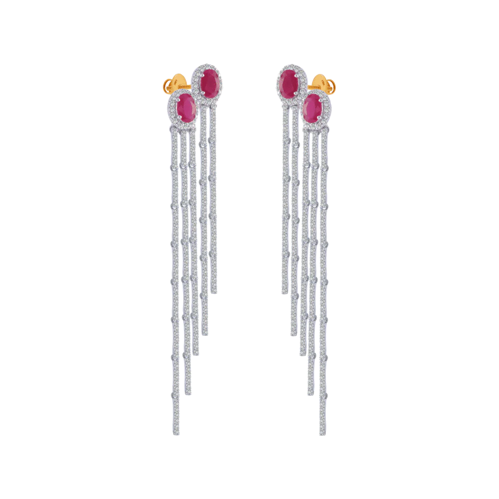 18KT (750) Yellow Gold, Solitaire And American Diamond Jhumki Earrings - Image 3