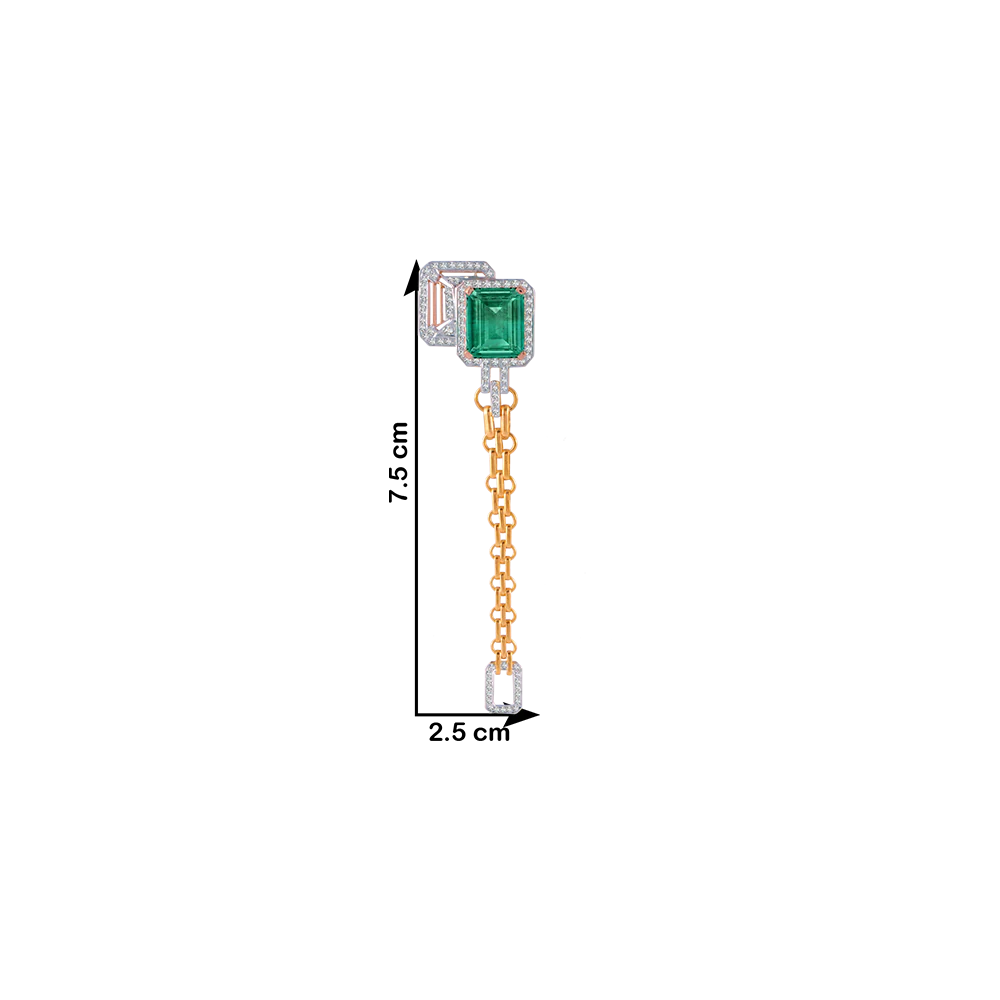 18KT (750) Yellow Gold, Solitaire And Emerald Jhumki Earrings For Women - Image 2