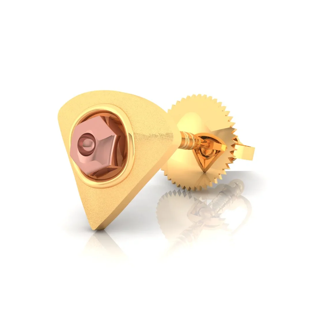 18KT (750) Yellow Gold Unique Hexagonal Stud Earring For Men