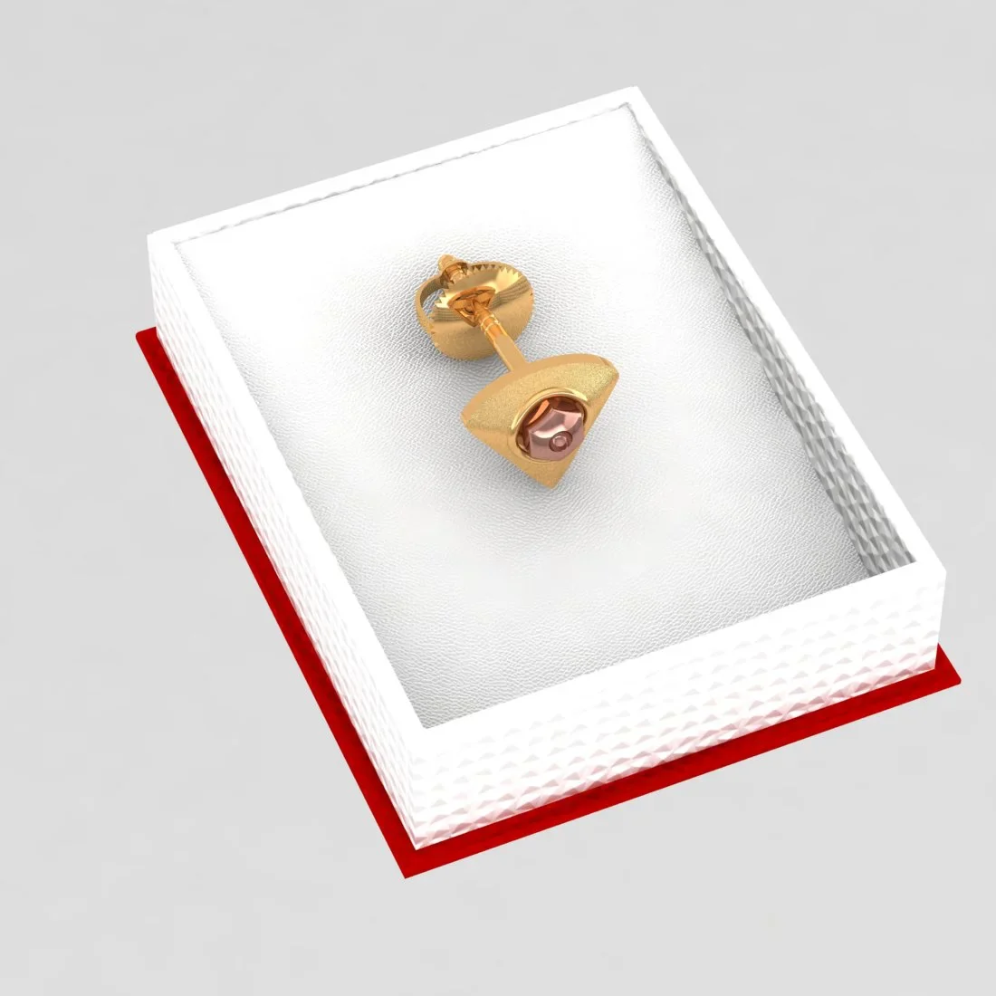 18KT (750) Yellow Gold Unique Hexagonal Stud Earring For Men - Image 6