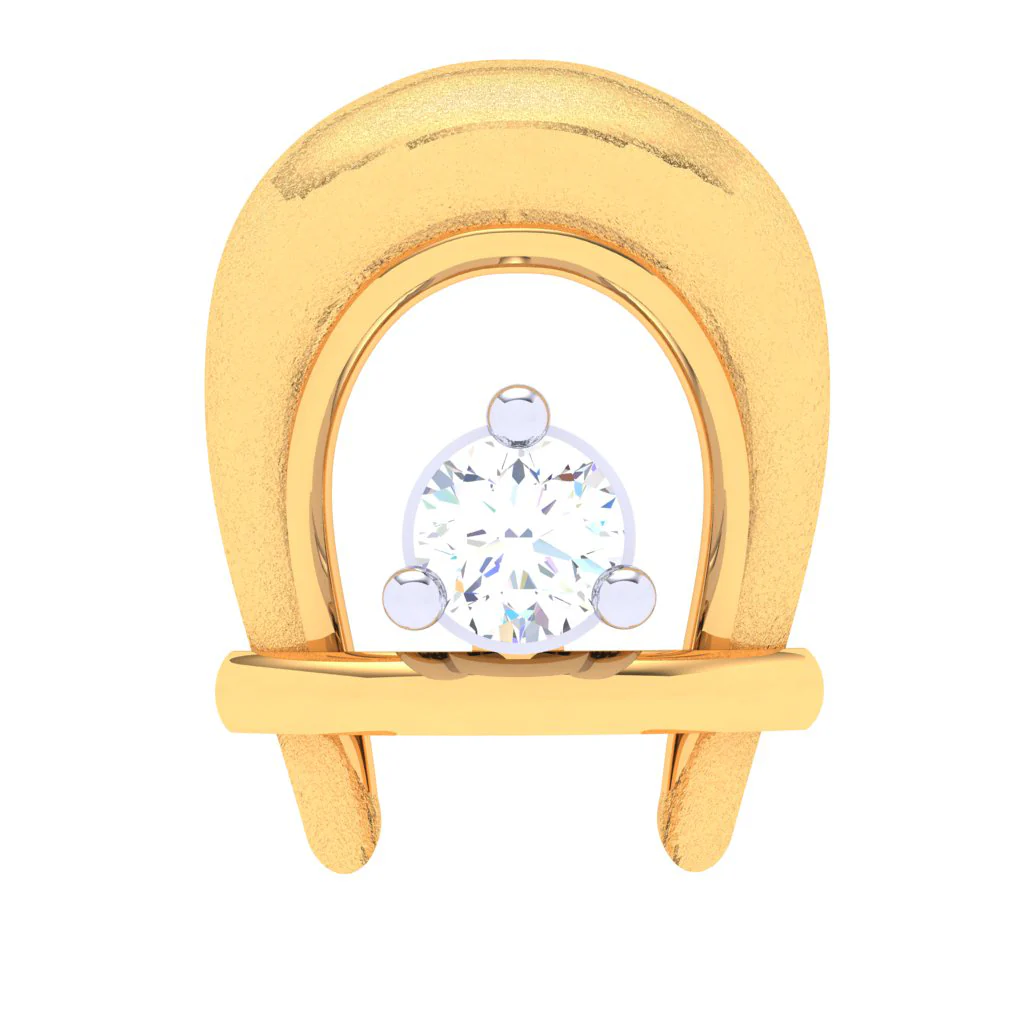 18KT Bamboo Kulo Shaped Gold Nosepin With A Diamond From P.c Chandra Jewellers