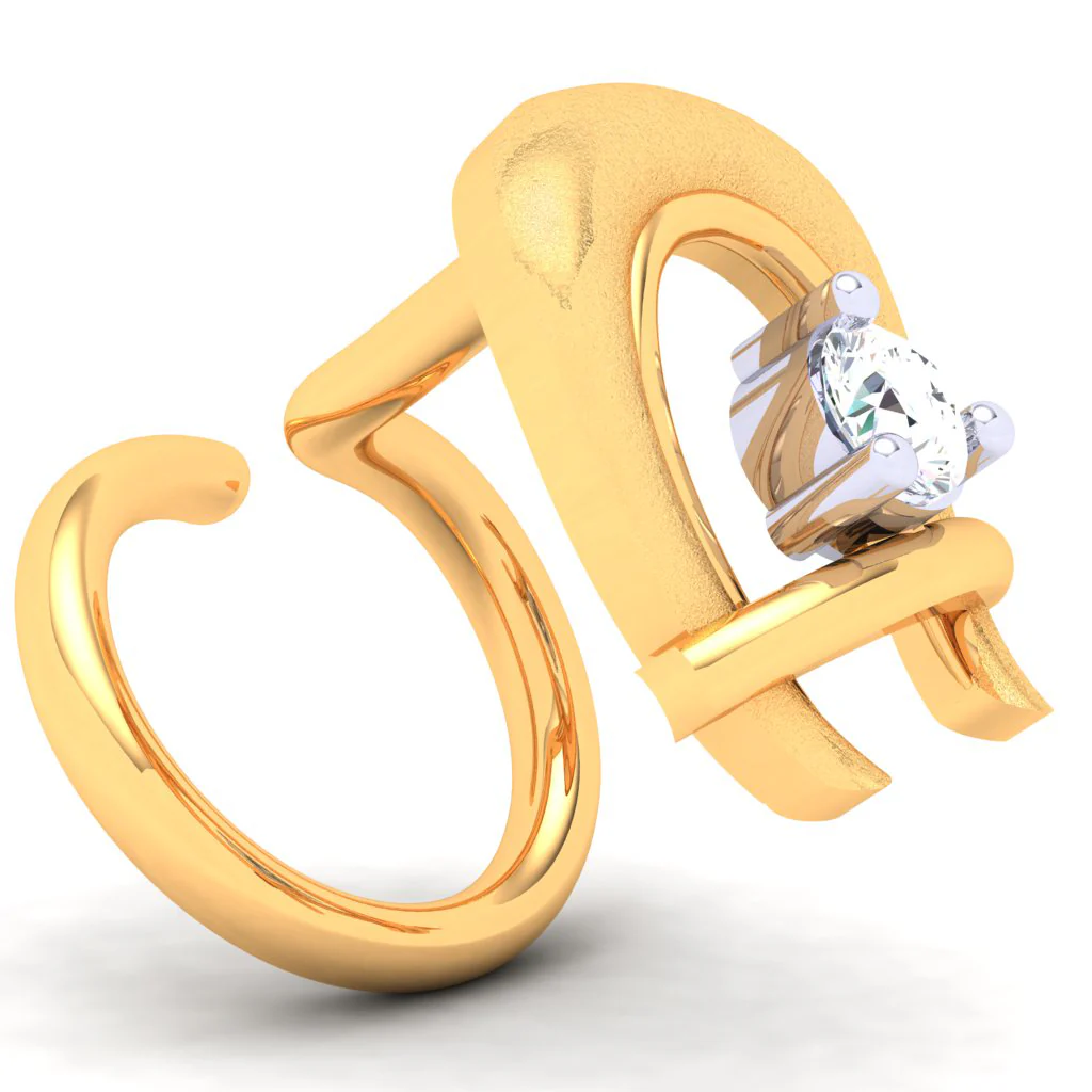 18KT Bamboo Kulo Shaped Gold Nosepin With A Diamond From P.c Chandra Jewellers - Image 4