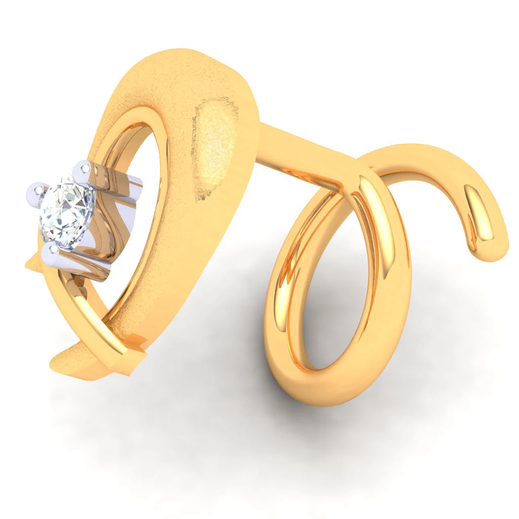 18KT Bamboo Kulo Shaped Gold Nosepin With A Diamond From P.c Chandra Jewellers - Image 5