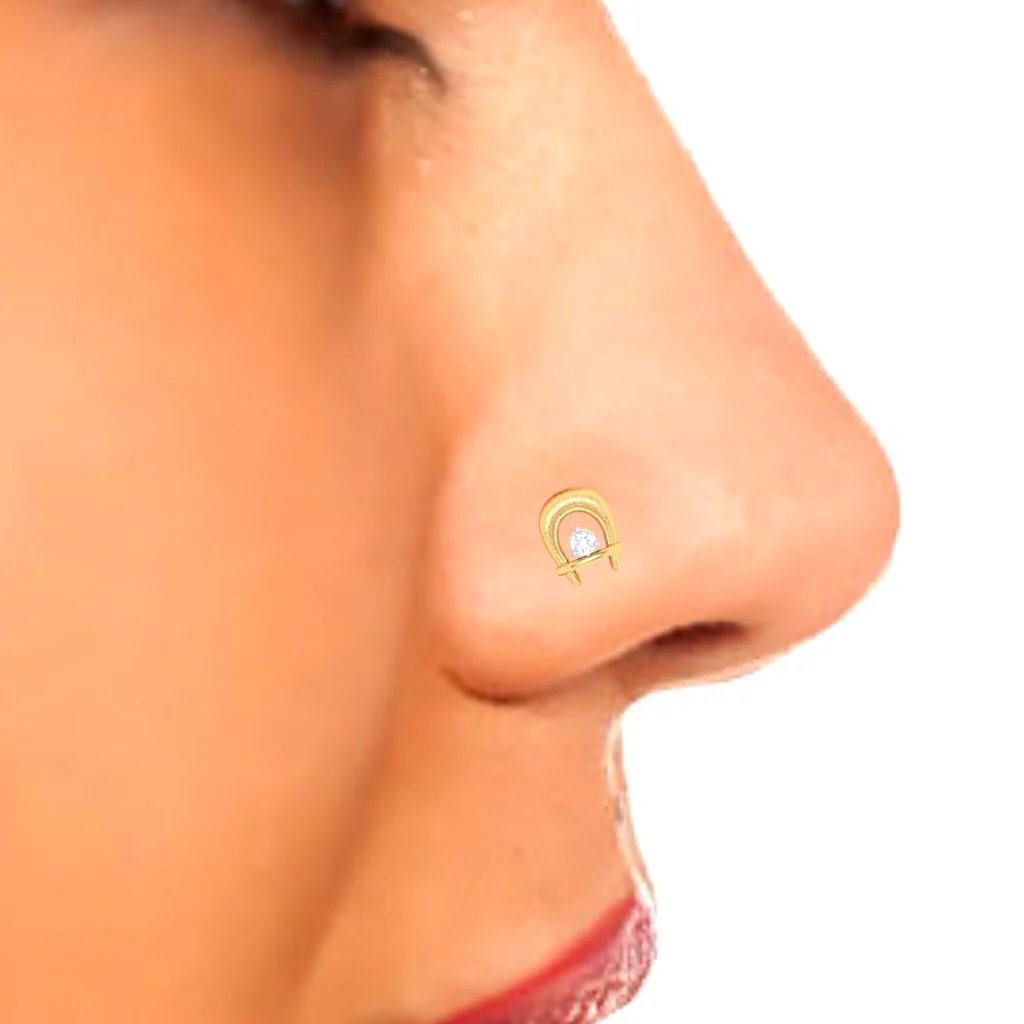 18KT Bamboo Kulo Shaped Gold Nosepin With A Diamond From P.c Chandra Jewellers - Image 6