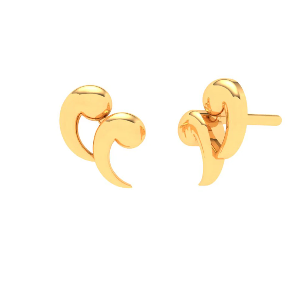 18KT Double Quotation Shaped Gold Stud Earrings From Online Exclusive Collection - Image 2