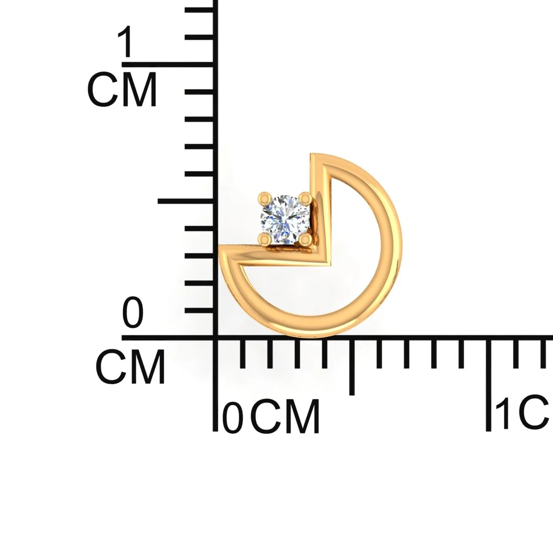 18KT EterKnight Gold & Certified Natural Diamond Modern Half-Circle Design Stud Earring (Single Piece) - Image 4
