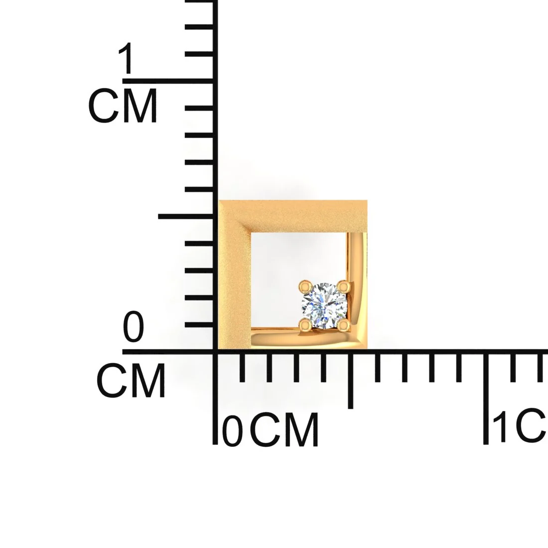 18KT EterKnight Square Gold & Certified Natural Diamond Contemporary Stud Design Earring for Men's (Single Piece) - Image 3