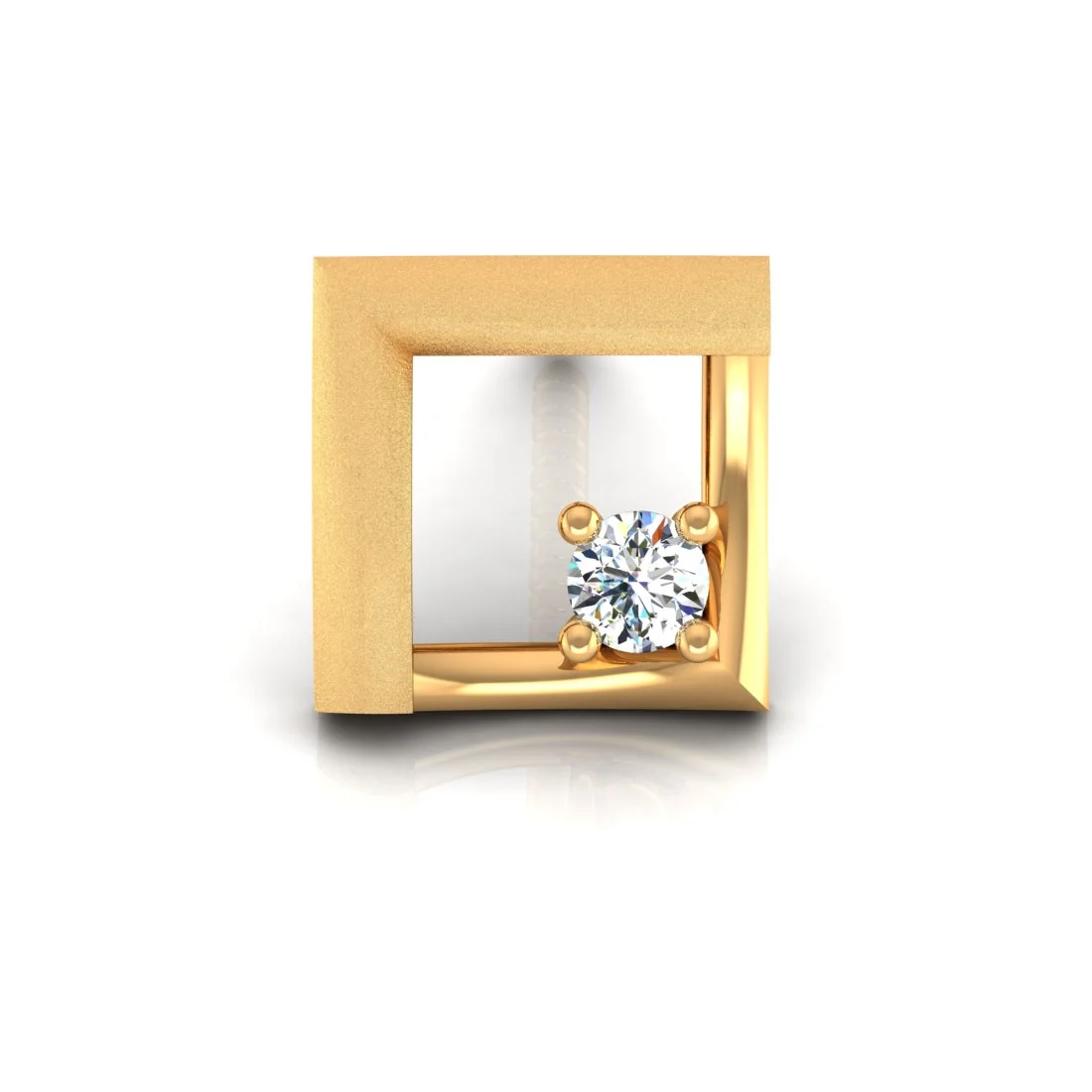 18KT EterKnight Square Gold & Certified Natural Diamond Contemporary Stud Design Earring for Men's (Single Piece) - Image 4