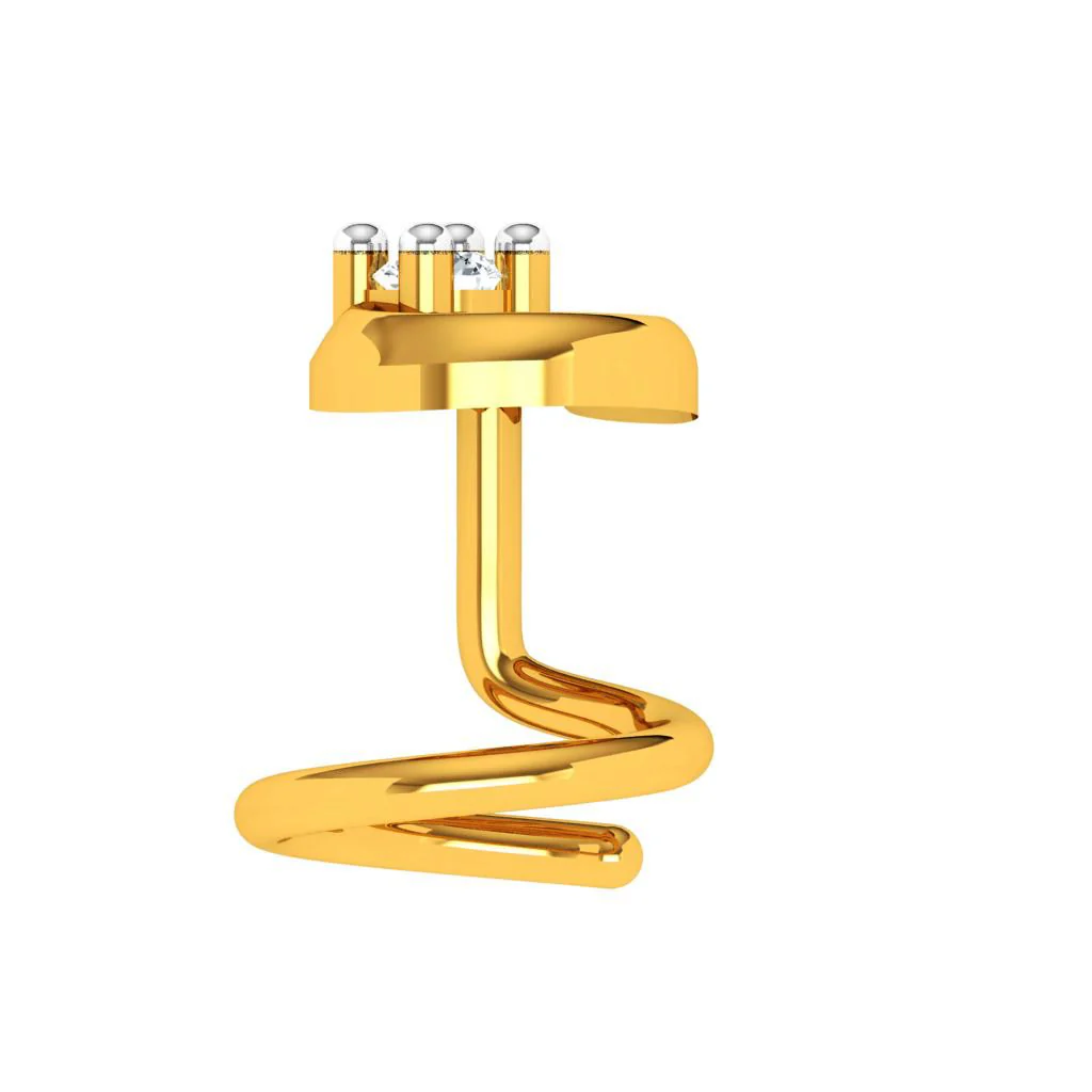 18KT Festive Season Special Gold Diamond Nose Pin - Image 2