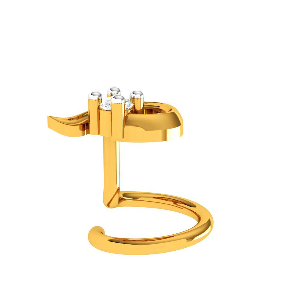 18KT Festive Season Special Gold Diamond Nose Pin - Image 3