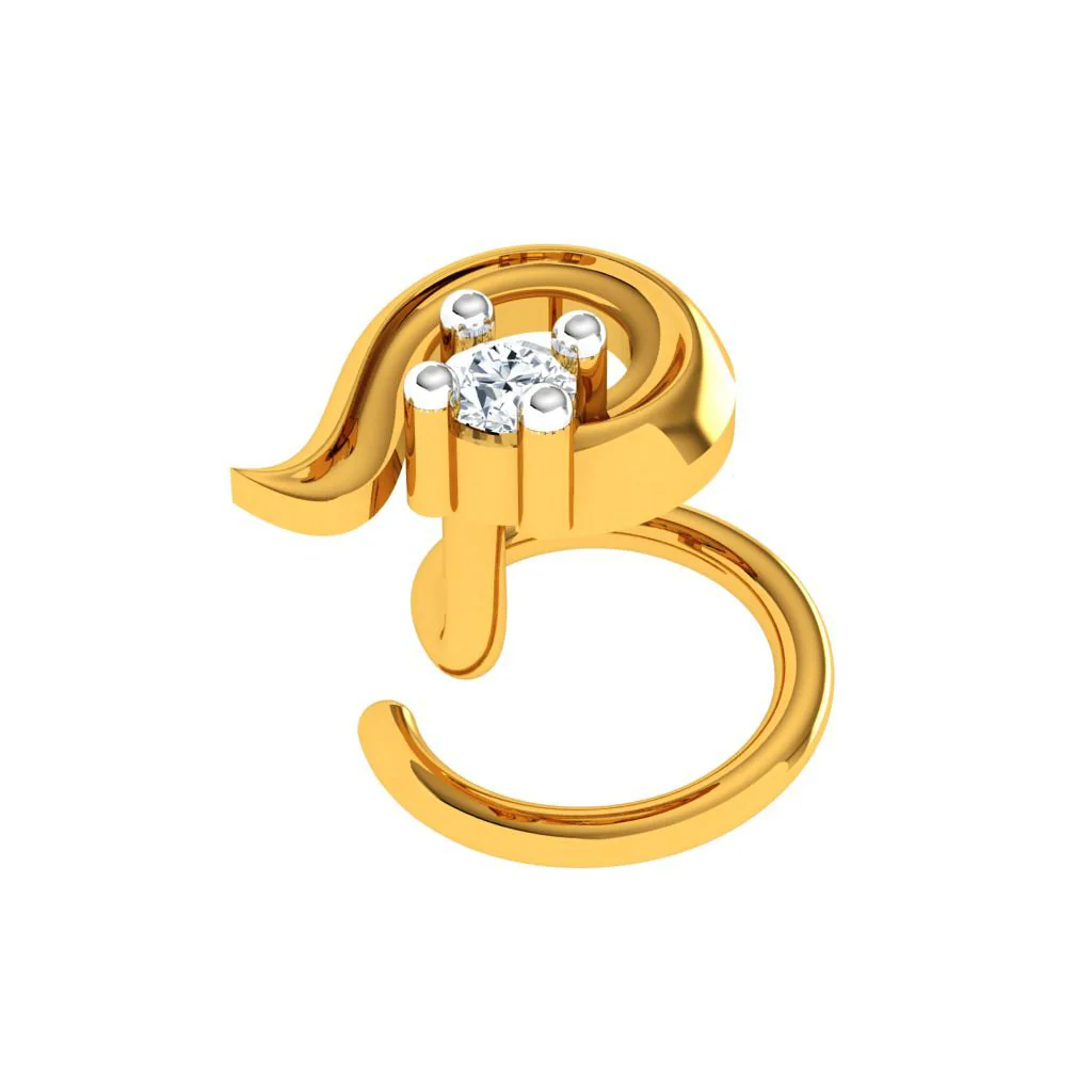 18KT Festive Season Special Gold Diamond Nose Pin - Image 4