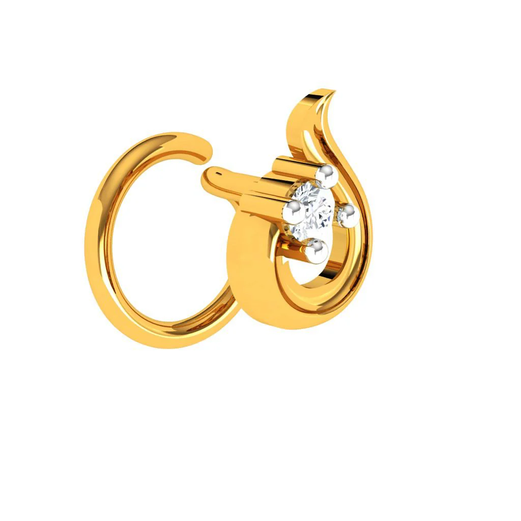 18KT Festive Season Special Gold Diamond Nose Pin - Image 5