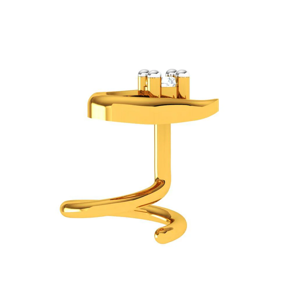 18KT Festive Season Special Gold Diamond Nose Pin - Image 6