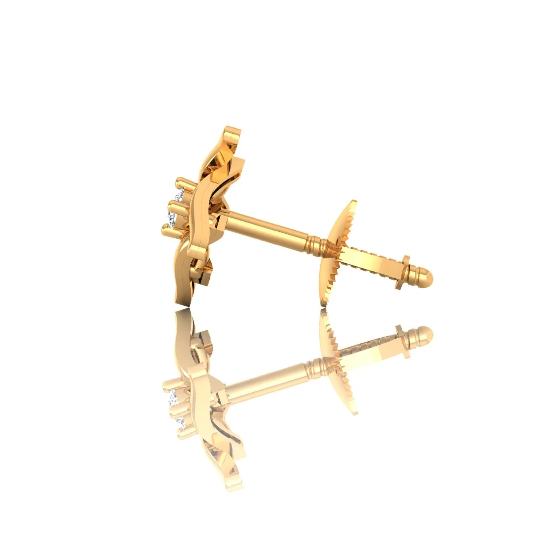 18KT Gold & Certified Natural Diamond EterKnight Classic Unique Criss-Cross Stud Earring for Men's (Single Piece) - Image 2