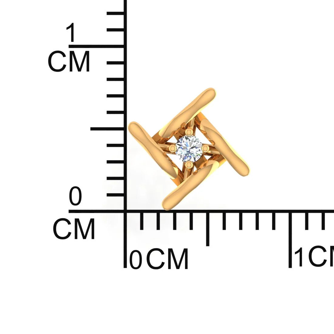 18KT Gold & Certified Natural Diamond EterKnight Classic Unique Criss-Cross Stud Earring for Men's (Single Piece) - Image 4