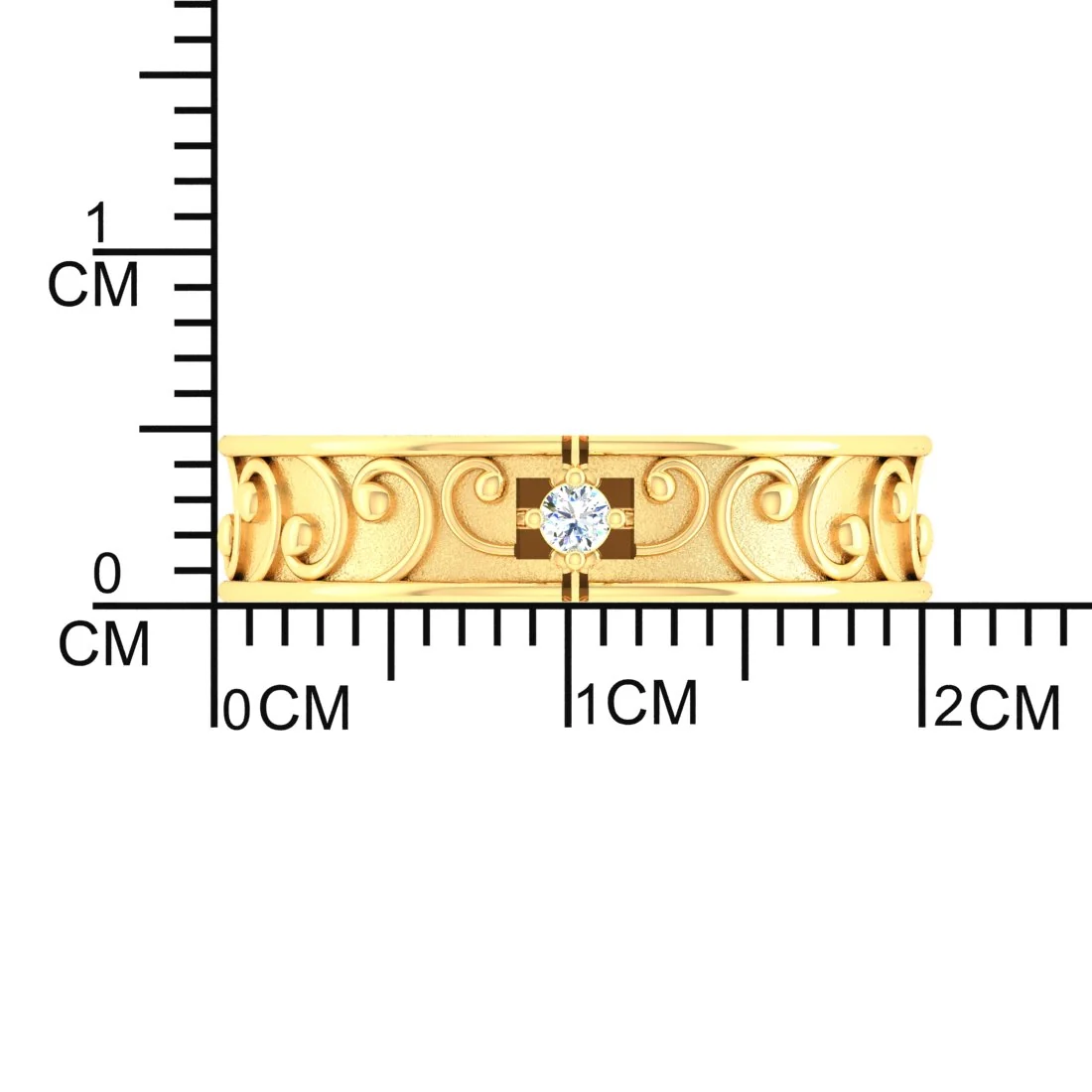 18KT Gold & Diamond Understated Ornate Matte-Finish Band Ring for Women - Image 6