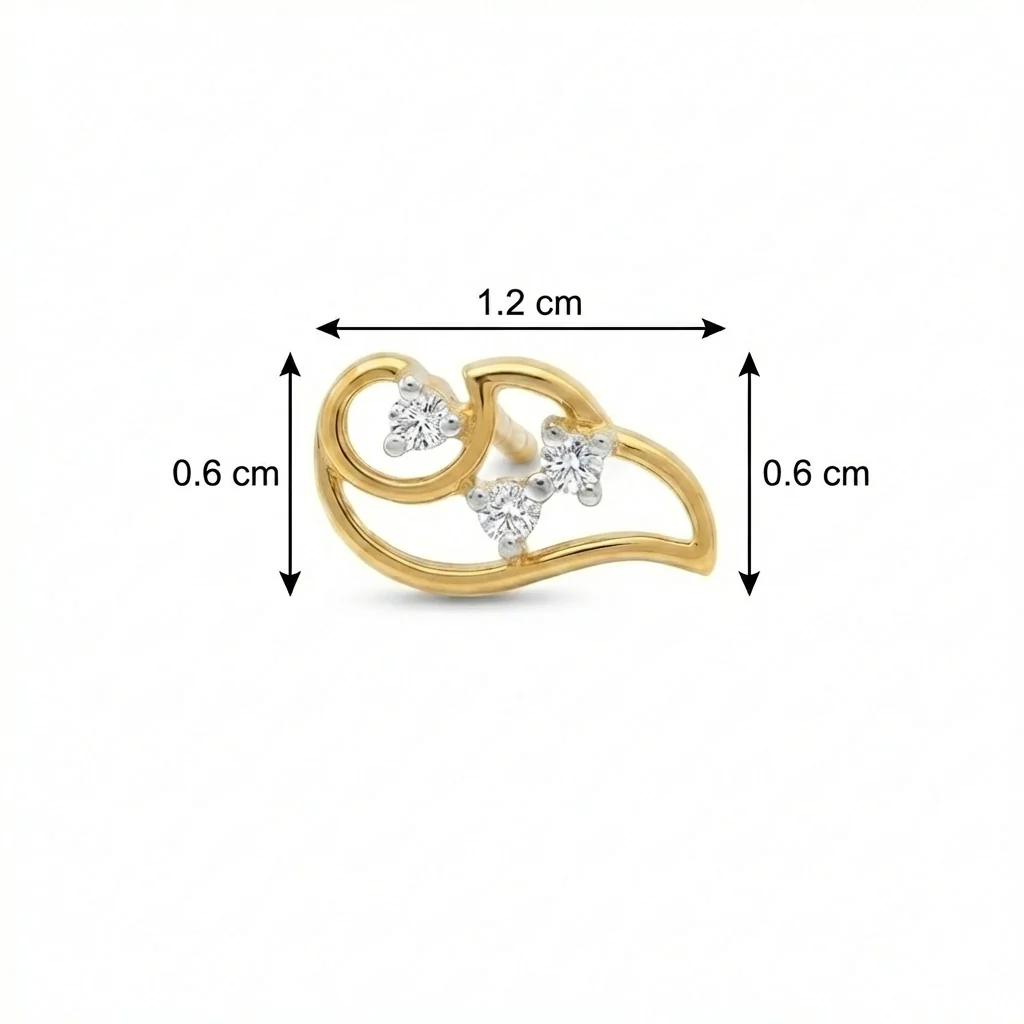 18KT Gold Luna Loop Diamond Stud Earrings for Women & Girl's - Image 4