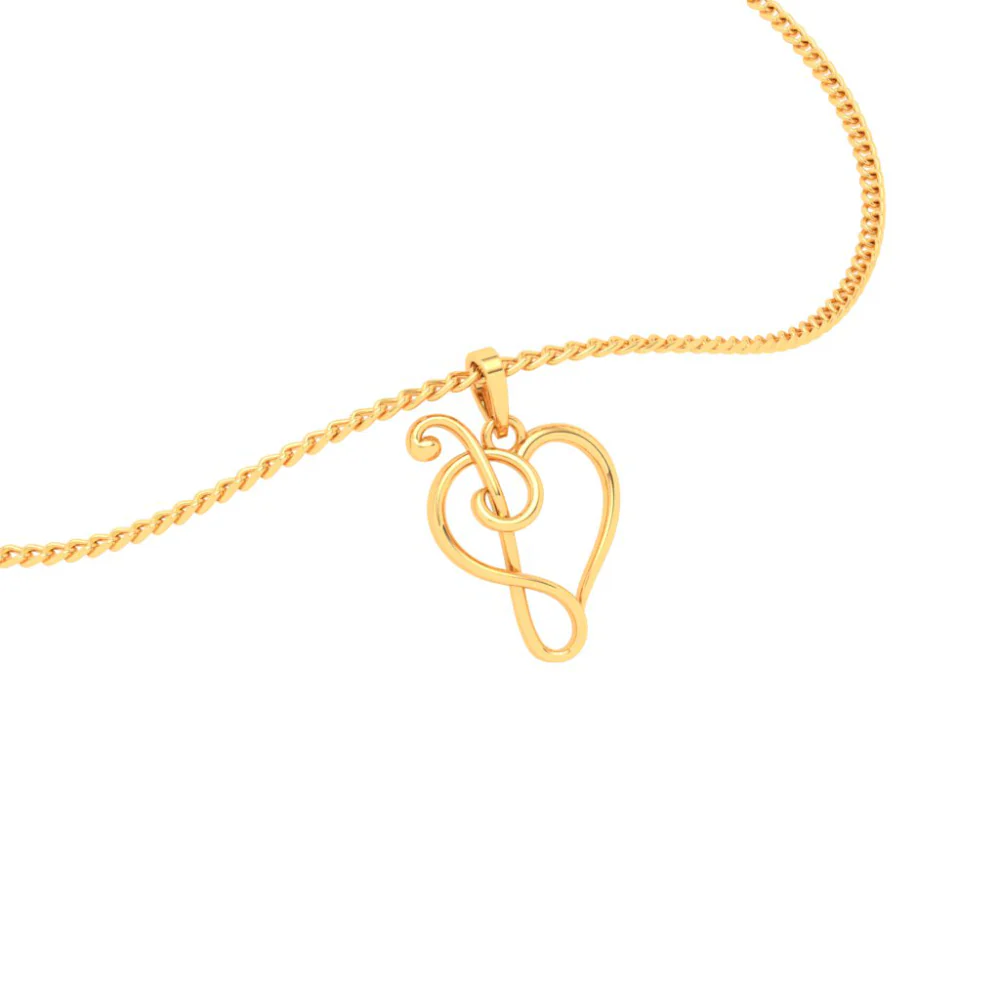 18KT Half-n-half Musical Note Love Gold Pendant From Online Exclusive Collection - Image 6