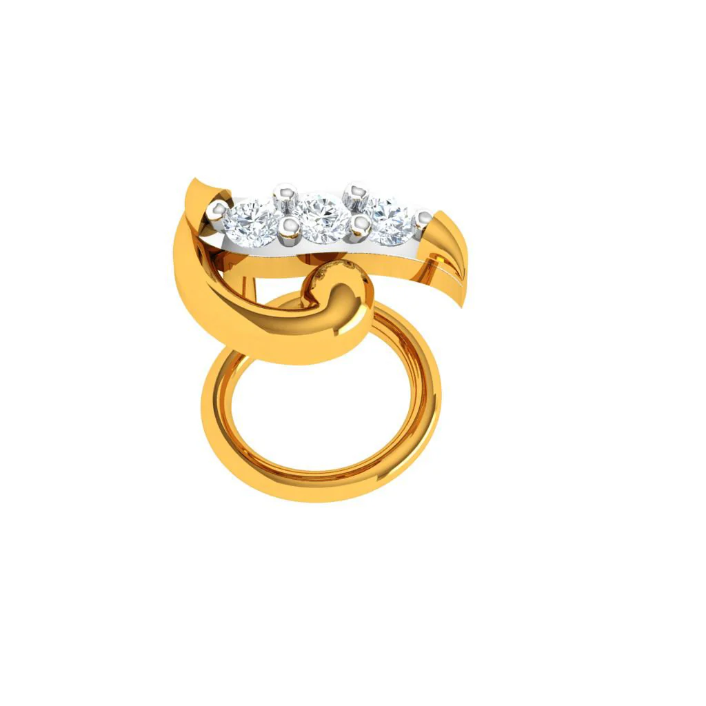 18KT Intricately Designed Diamond Nose Pin For You - Image 4