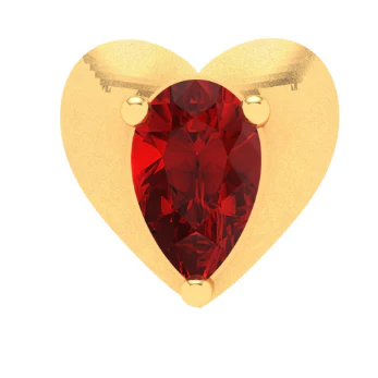 18KT Love Shaped Stud Gold Nosepin With Red Stone From Online Exclusive Collection