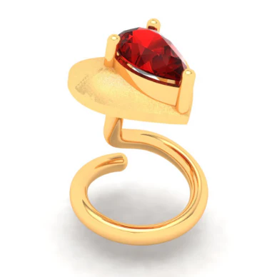 18KT Love Shaped Stud Gold Nosepin With Red Stone From Online Exclusive Collection - Image 6