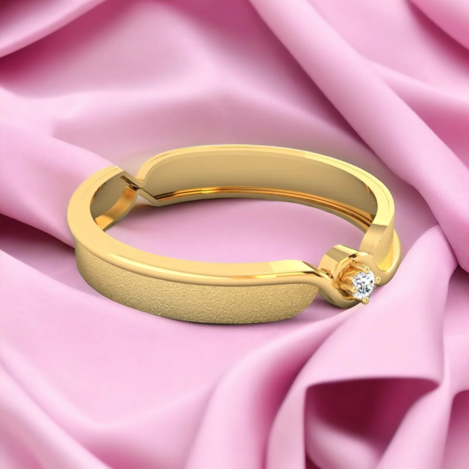 18KT Luxe Gold & Diamond Lightweight Elegant Band Ring for Women
