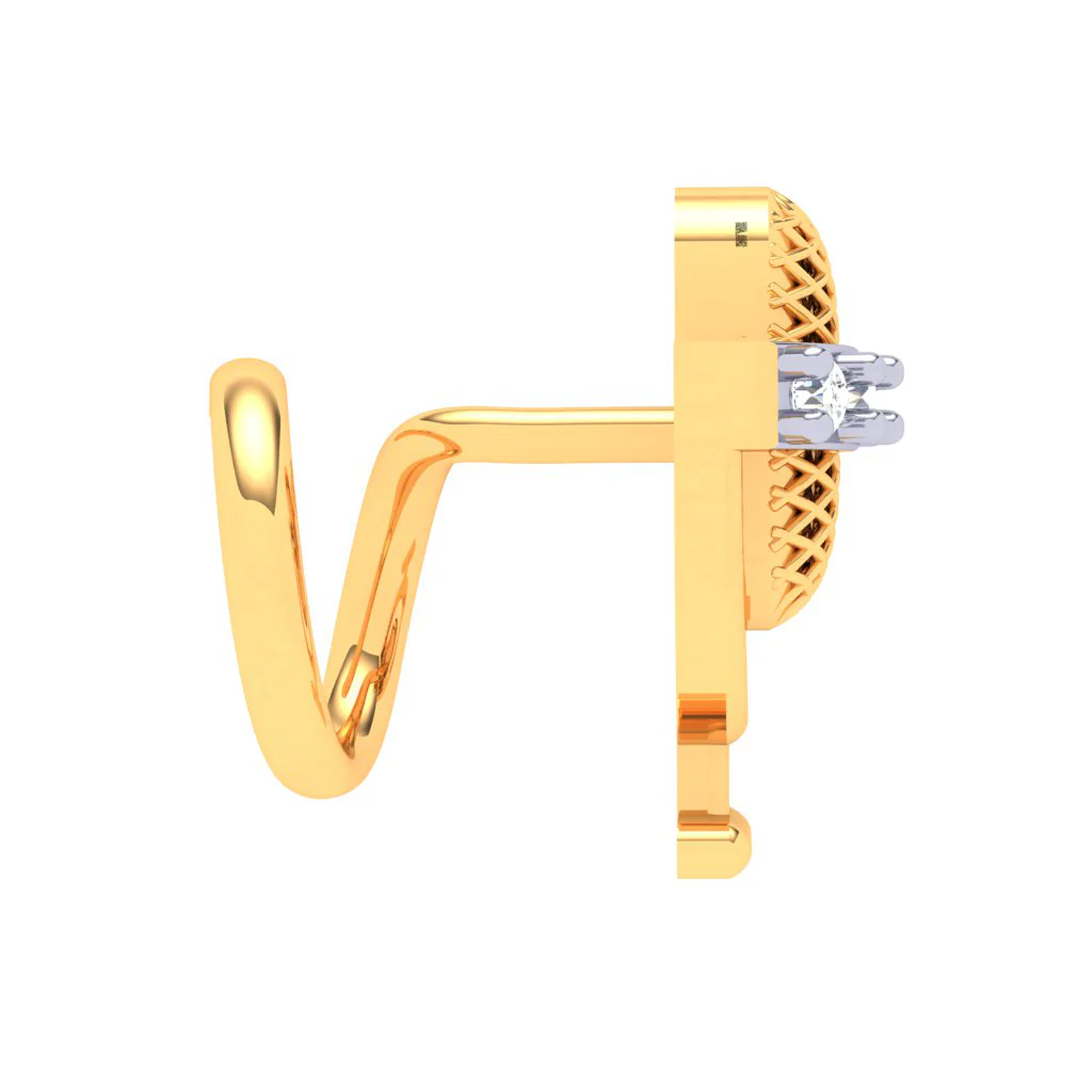 18KT Microphone Shaped Gold Nosepin With Three Stones From P.c Chandra Jewellers - Image 3