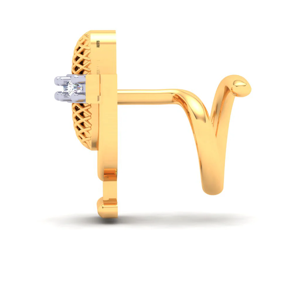 18KT Microphone Shaped Gold Nosepin With Three Stones From P.c Chandra Jewellers - Image 7