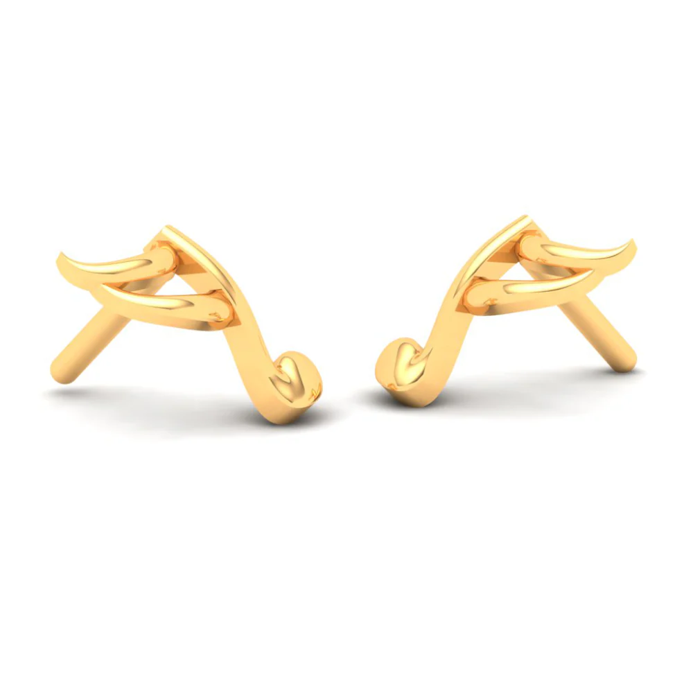 18KT Music Logo Shaped Gold Earrings From Online Exclusive Collection - Image 5
