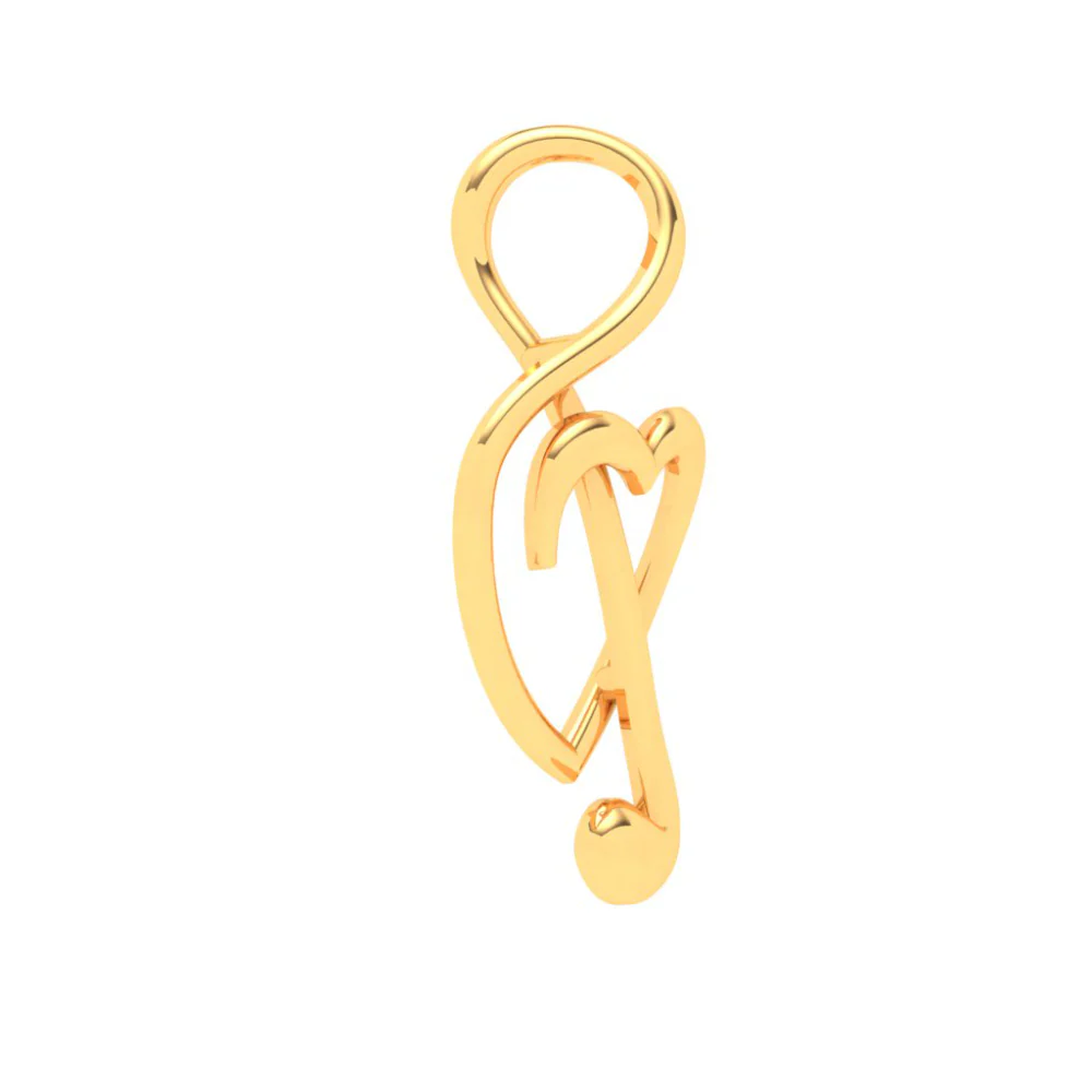 18KT Musical Note And Heart Shape Gold Pendant From Online Exclusive Collection - Image 2