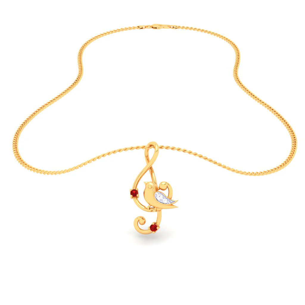 18KT Musical Note Bird Gold Pendant From Diamond Collection - Image 6