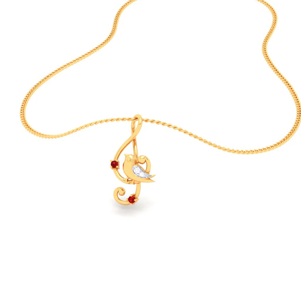 18KT Musical Note Bird Gold Pendant From Diamond Collection - Image 7