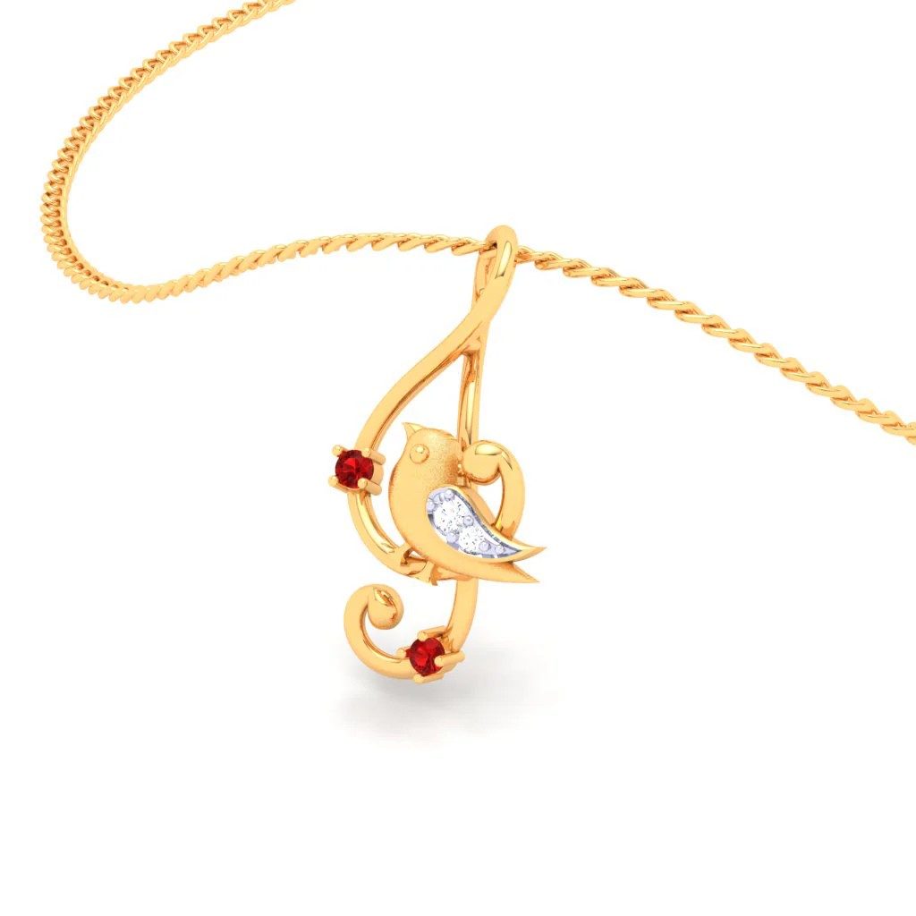 18KT Musical Note Bird Gold Pendant From Diamond Collection - Image 8