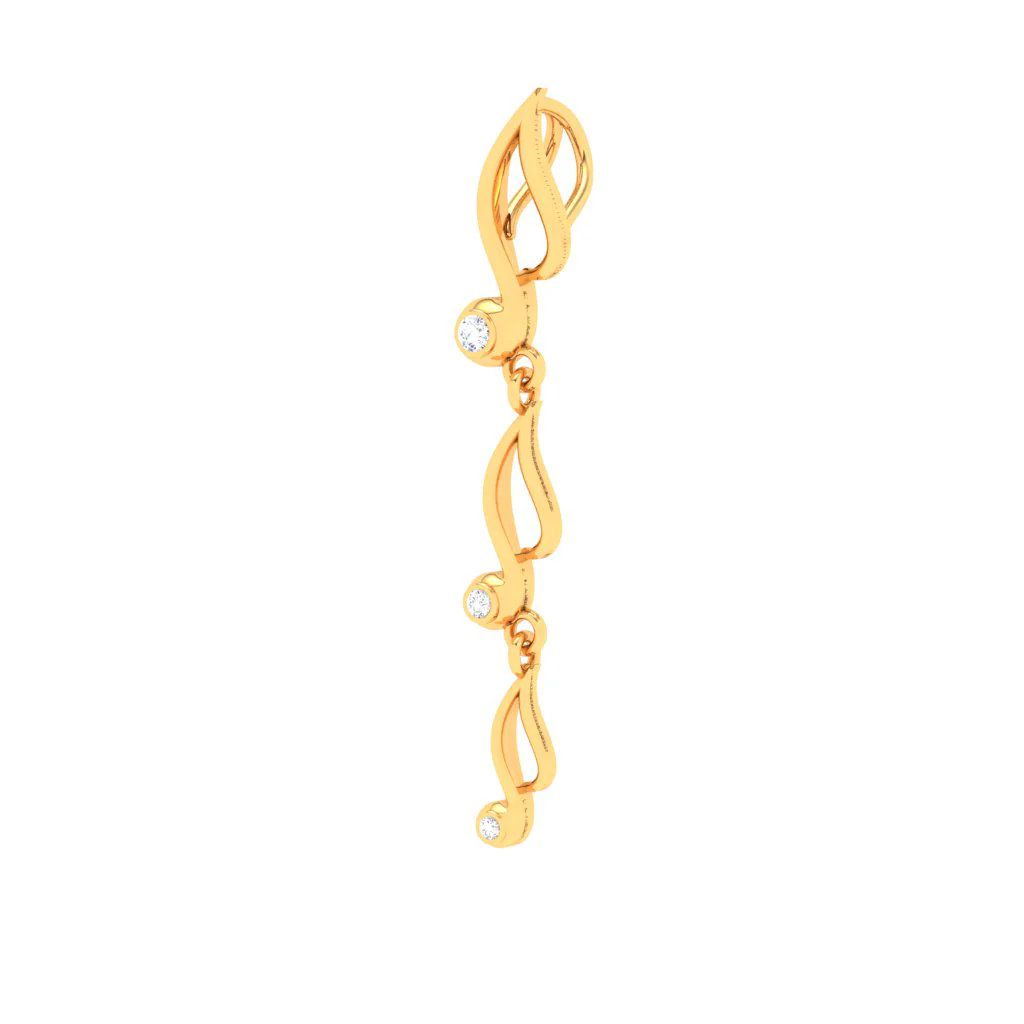 18KT Musical Note Drop Gold Pendant From Diamond Collection - Image 2