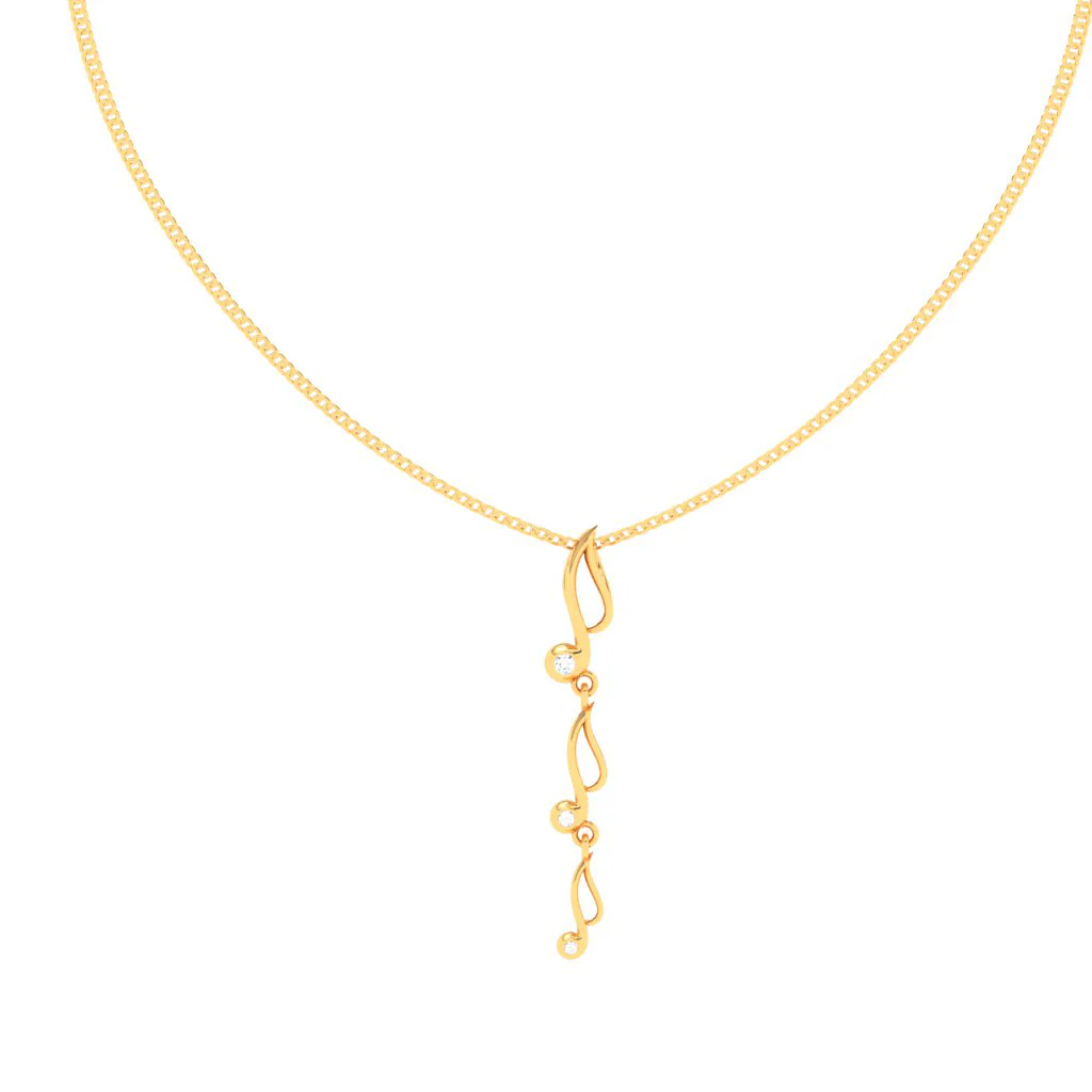 18KT Musical Note Drop Gold Pendant From Diamond Collection - Image 3