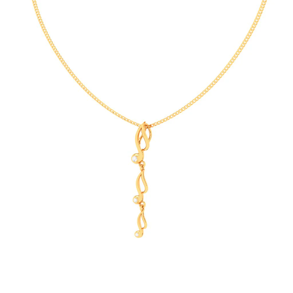 18KT Musical Note Drop Gold Pendant From Diamond Collection - Image 4
