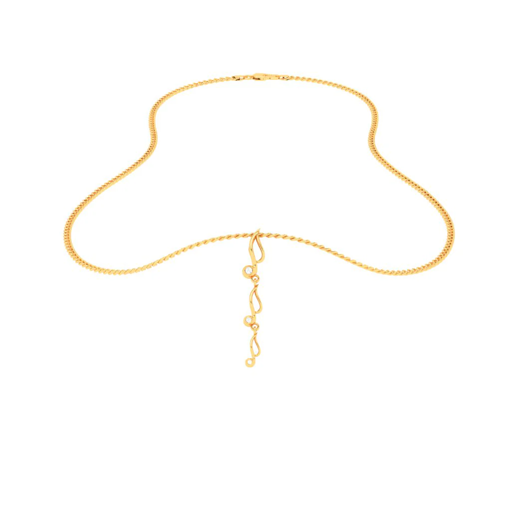 18KT Musical Note Drop Gold Pendant From Diamond Collection - Image 5