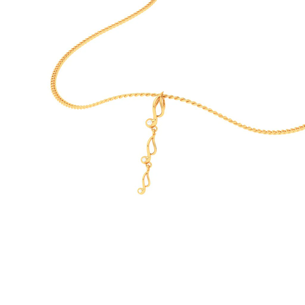 18KT Musical Note Drop Gold Pendant From Diamond Collection - Image 6