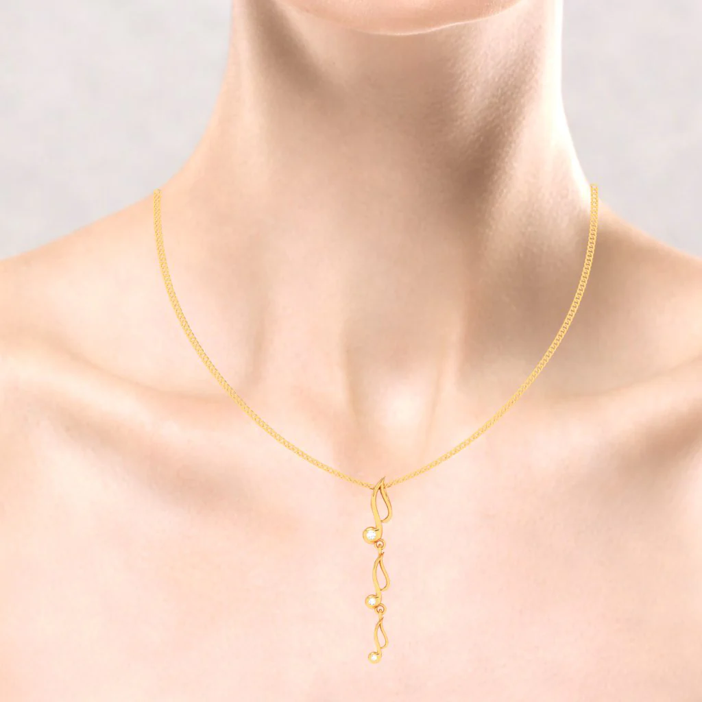 18KT Musical Note Drop Gold Pendant From Diamond Collection - Image 7