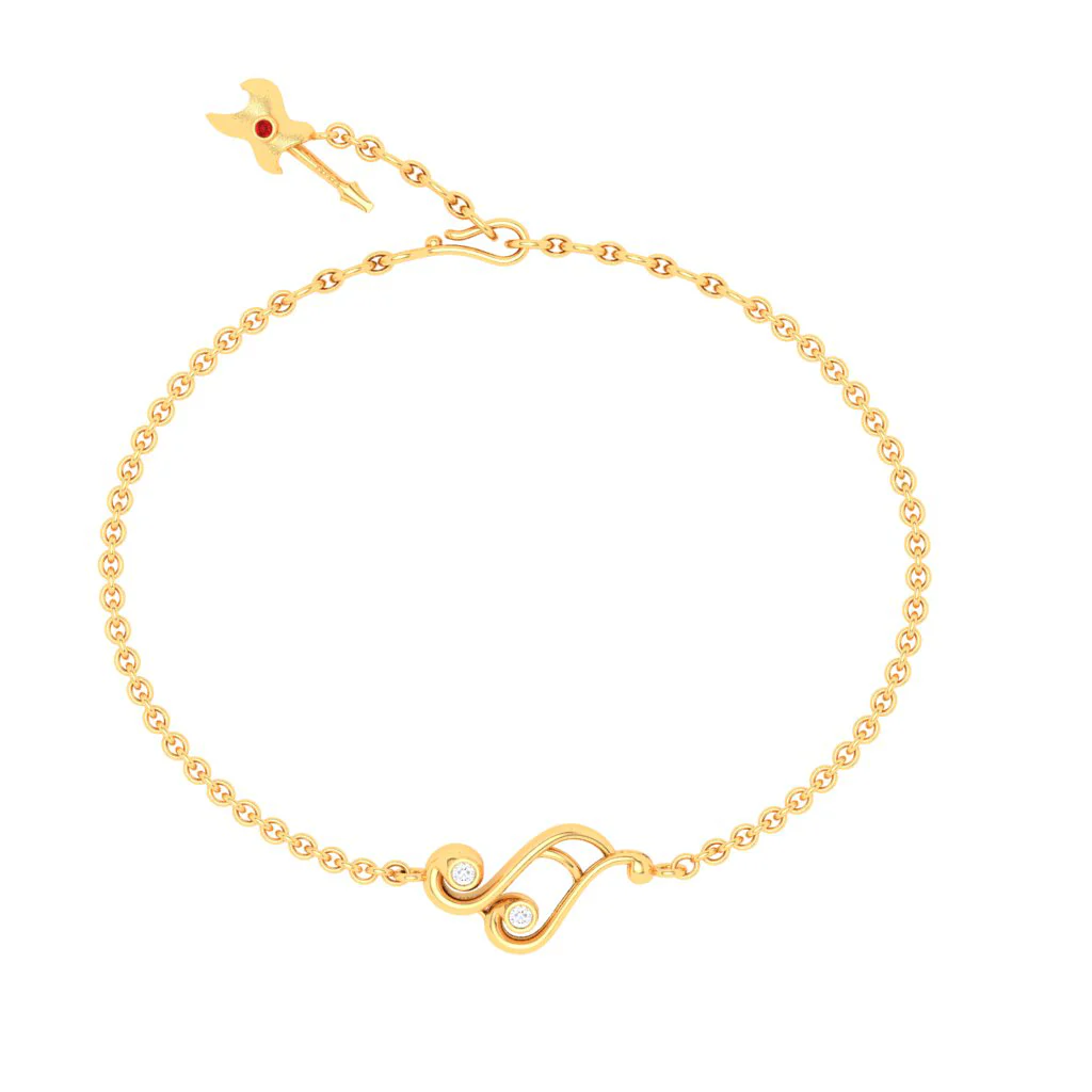 18KT Musical Note Gold Bracelet From Diamond Collection - Image 3