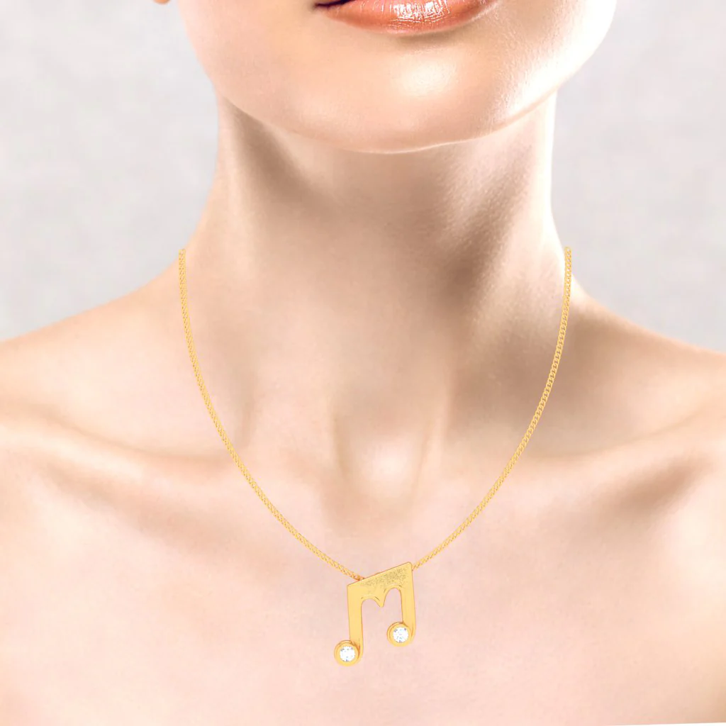 18KT Musical Note 'm' Shape Gold Pendant From Diamond Collection - Image 10