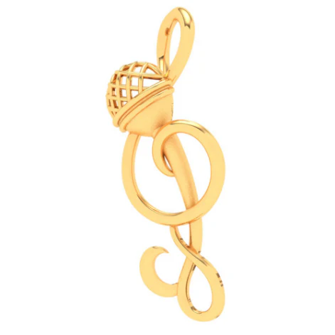 18KT Musical Note Microphone Gold Pendant From Online Exclusive Collection - Image 2