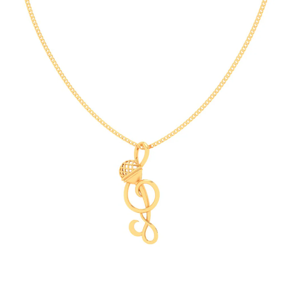 18KT Musical Note Microphone Gold Pendant From Online Exclusive Collection - Image 3