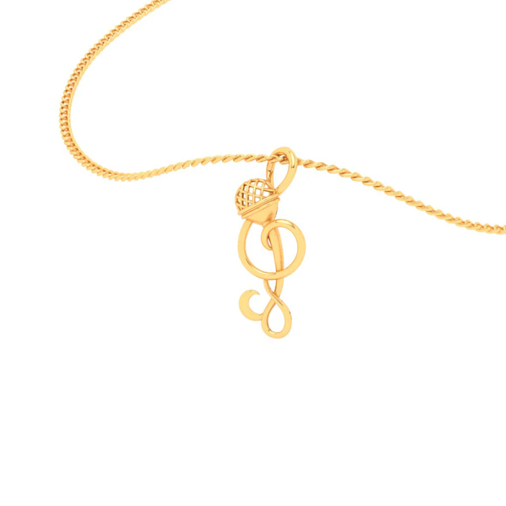 18KT Musical Note Microphone Gold Pendant From Online Exclusive Collection - Image 5